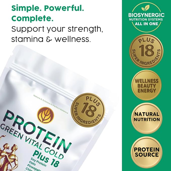 Vital Gold Vegan Protein Powder – 33g Plant Based Protein per Serving Whit 18 Super Ingredients Magnesium &amp B Vitamins Dairy Free High Protein Powder for Women &amp Men Shakes &amp Smoothie