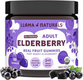 Llama Naturals Elderberry Gummies for Adults Vegan Organic Immune Support Supplement with Vitamin C and Zinc Real Fruit Gummy Vitamins for Immunity Chewable No Added Sugar Cane 90 Ct