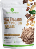 Antler Farms - 100% Grass Fed New Zealand Whey Protein Isolate Peanut Butter Chocolate Flavor 2 lbs - Pure and Clean 7 Ingredients Cold Processed
