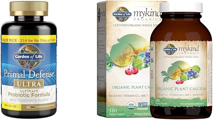 Garden of Life Probiotics and Organic Plant Calcium - 216 Capsules &amp 60 Tablets