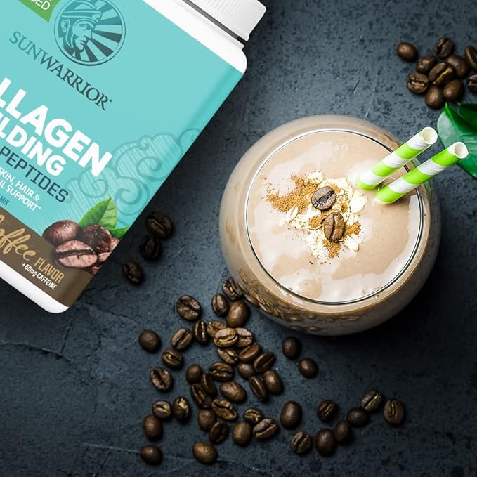 Vegan Collagen Protein Powder for Women Silica Plant Based Collagen Powder Coffee Flavor with Vegan Hair Skin and Nails Vitamins Non-GMO No Added Sugar Soy Dairy &amp Gluten Free (Coffee 20 Servings
