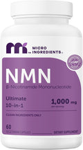 NMN Complex 1000mg Per Serving 60 Veggie Capsules | 10-in-1 with Nicotinamide Mononucleotide Vitamin C Resveratrol CoQ10 TMG Quercetin &amp Glutathione | NAD+ Supplement Precursor | Filler Fr
