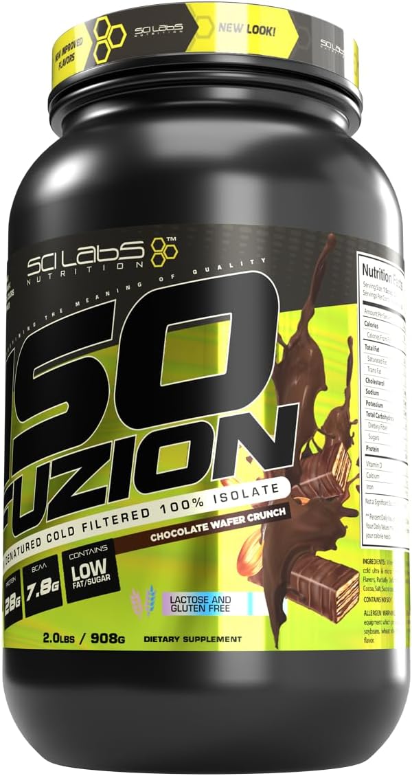 Iso Fuzion 100% Whey Isolate 28g Non Denatured Protein Powder Chocolate Wafer CrunchFlavor 2lb
