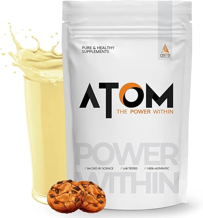 AS-IT-IS Atom Whey Protein 1kg/35.2 Oz With Digestive Enzymes | Usa Labdoor Certified for Accuracy &amp Purity | Cookies and Cream Flavor | 27g Protein | 5.7g Bcaaâ