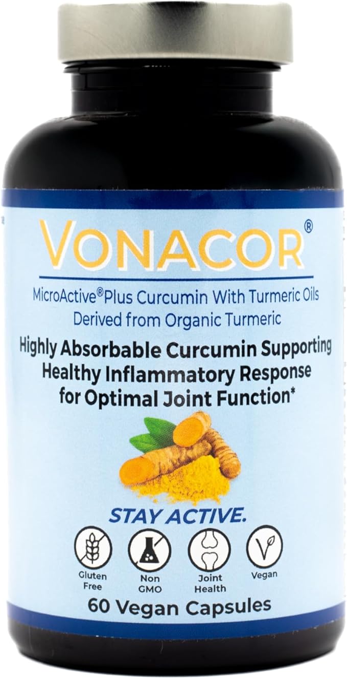 Highly Absorbable MicroActive Curcumin with Turmeric Oil Extract 500mg for Optimal Joint Health Vegan Non-GMO Gluten-Free 60 Vegan Capsules