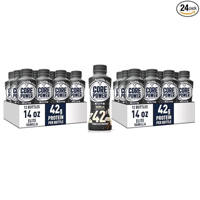 Fairlife Core Power Elite 42g High Protein Milk Shake Ready To Drink for Workout Recovery Vanilla 14 Fl Oz (2 Packs of 12)