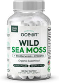 Organics Ocean Wild Sea Moss Capsules - 100% Organic Irish Sea Moss with Organic Chlorella Bladderwrack and Vitamin D for Energy Lung Health and Thyroid Support for Women and Men - 60 Capsules