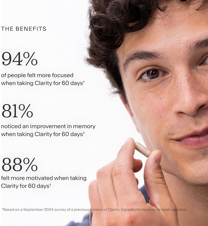 Thesis Clarity Nootropic Supplement for Men &amp Women with Lions Mane CDP Choline Panax Ginseng Vitamin B6 &amp Caffeine Cognitive Support Capsules Vegan Non GMO 25 Servings