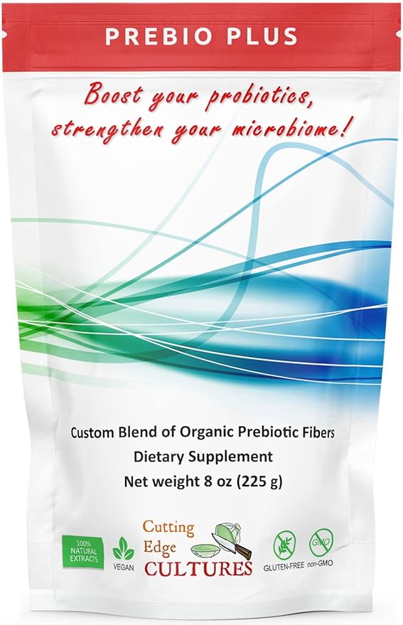 Cutting Edge Cultures Prebio Plus Prebiotic Fiber Powder Best Custom Blend of Organic Prebiotic Fibers Dietary Supplement 8 oz (Prebio Plus 8oz + Vegetable Starter 4 Grams)
