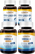 LOVITA Double Defense Bundle - 2 Fish Oil &amp 2 Cod Liver Oil Burpless EPA/DHA with Natural Vitamin A &amp D (4 Pc Set)