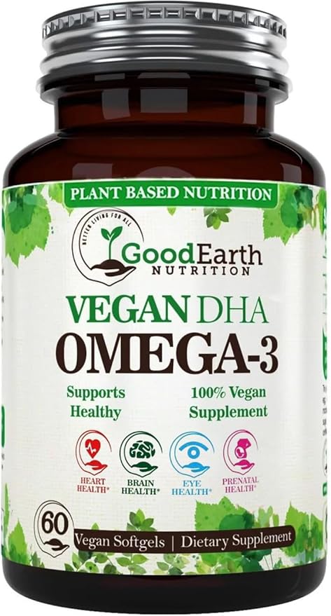 Algal Oil - Vegan DHA Omega 3 Fish Oil Supplements - Brain BoosterSupplement &amp Prenatal Vitamin -Provides Healthy Heart &amp Immune Support - Burpless Algae Supplement - 60 Mini Fish Softgels