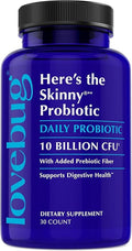 LOVEBUG Skinny Prebiotics and Probiotics for Women Digestive Health &amp Immune Support - 10 Billion CFU Probiotic Strains Gut Health Gas Constipation &amp Bloating 30ct