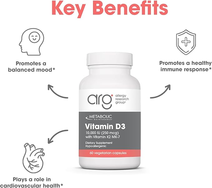 Metabolic Maintenance Vitamin D3 10000 IU - Delivers 250 mcg Vitamin D3 - Supports Bone Strength Immune Balance &amp Mood Wellness - 90 Servings - 90 Capsules