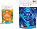 OLLY Hello Happy Gummy Worms Mood Support with Vitamin D Saffron - 90 Count Men's Multivitamin Gummy Immune Support with Vitamins A C D E B Lycopene Zinc - 120 Count