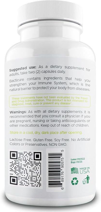 Bacticure Probiotic 120 Capsules | Probiotics Supplement w/High CFU Formula for Men &amp Women | Prebiotics &amp Digestive Enzymes for Digestion &amp Gut Health Vaginal Health Colon Cleanse Immu