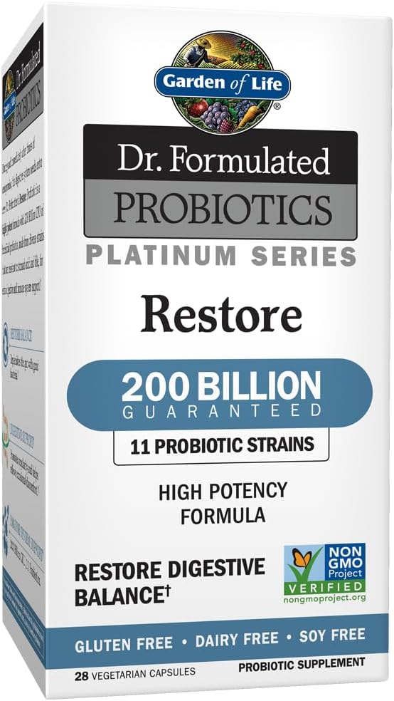 Garden of Life Dr. Formulated Probiotics Platinum Series 200 Billion CFU + Raw Probiotics 100 Billion CFU 34 Strains