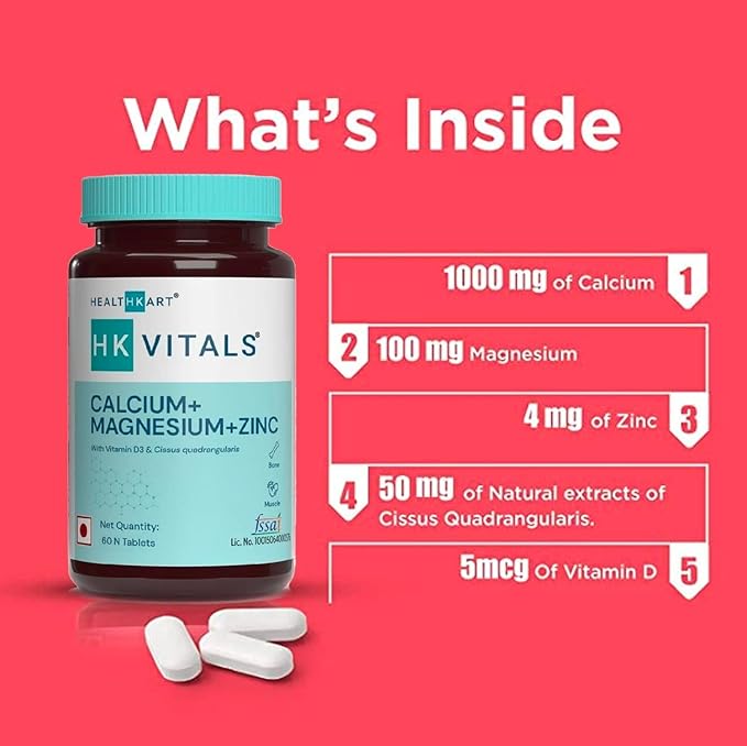 Generic AA Calcium Magnesium &amp Zinc Tablets with Vitamin D3 Calcium Supplement for Women and Men for Bone Health &amp Joint Support 60 Calcium Tablets