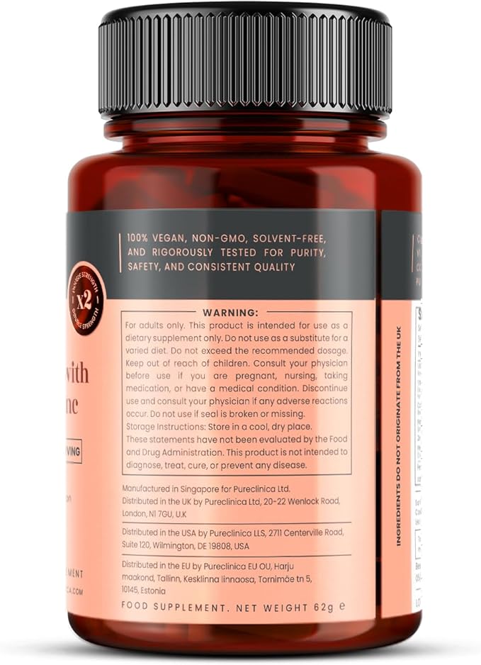 pureclinica Double Strength D3 + K2 Complex x 180 Vegan Softgels (2 Bottles of 90) – 5000 IU D3 + 100mcg K2 with Magnesium Calcium &amp Zinc – 6 Months Supply