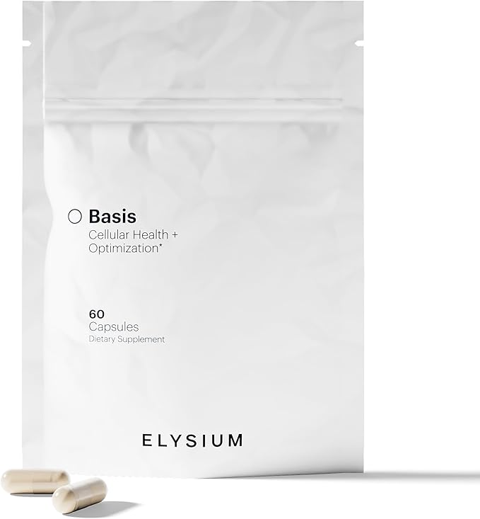 ELYSIUM Basis NAD Plus Supplement 30 Servings - with Nicotinamide Riboside 250mg and Pterostilbene 50mg - Healthy Aging Supplement &amp Cellular Energy