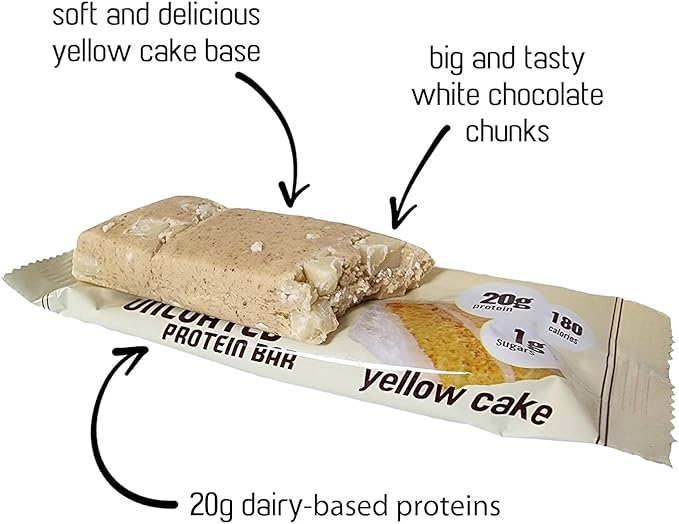 AtLast! Nutrition Yellow Cake Protein Bars 20g Protein 1g Sugar 3g Net Carb Gluten Free Keto Friendy 12 Count