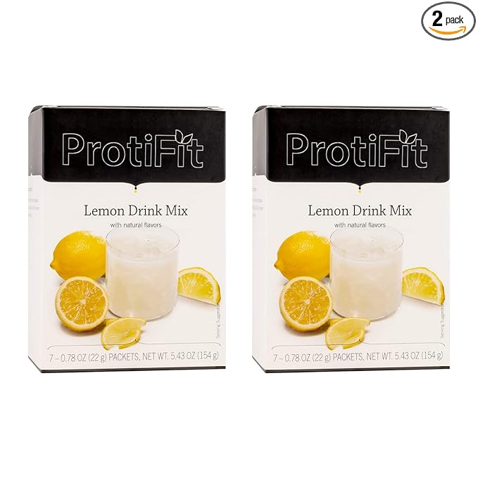 PROTIFIT - High Protein Lemon Fruit Drink 2 Pack 15g Protein Low Calorie Sugar Free Ideal Protein Compatible 7 Servings Per Box (2 Pack)