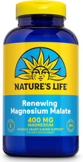 NATURE'S LIFE Renewing Magnesium Malate 400 mg - Bioavailable Magnesium Complex - Bound with Malic Acid for Bones Muscles Nerve Function and Heart Health Support - 60-Day Guarantee 125 Servings