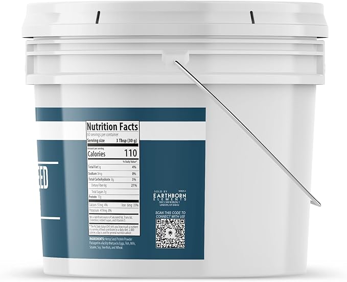 Earthborn Elements Hemp Seed Protein 1 Gallon Bucket Smoothies &amp Shakes Vegan (4 Pound)