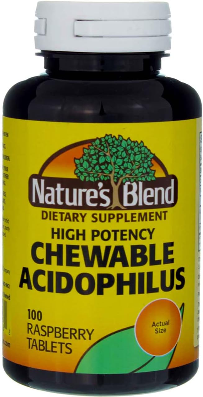Nature's Blend Acidophilus Chewable Raspberry Flavor - 100 Tablets Pack of 6