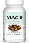 Maxi Health MAG 6 - Magnesium (as Oxide Glycinate) with Vitamin B6 - Migraine Muscle Cramps Kidney Stone Support - Magnesium Supplement for Women &amp Men - 120 Capsules - Kosher