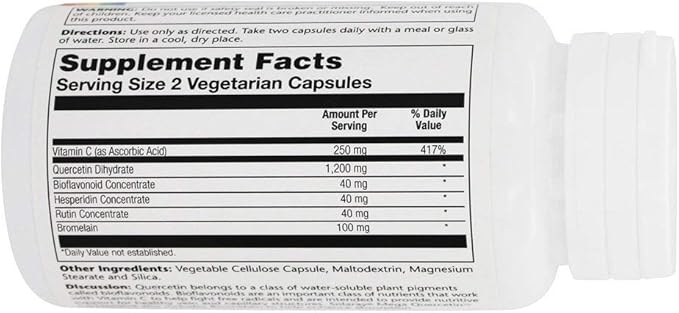 Solaray Mega Quercetin Healthy Sinus &amp Immune Support &amp AMPK Activator Rutin Hesperidin &amp Bromelain 60 VegCaps
