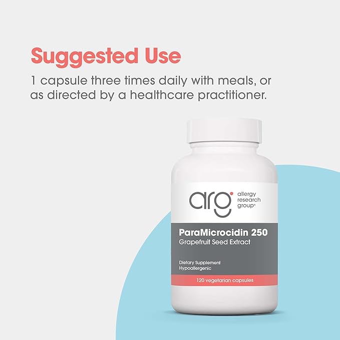 Allergy Research Group ParaMicrocidin 125 Supplement - Grapefruit Seed Extract 250mg Supports Metabolic Function Vegetarian Capsules - 150 Count