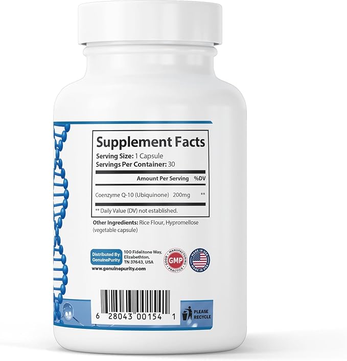 CoQ10 200mg - Advanced 30 Capsules Coenzyme q10 Ubiquinone Mitochondrial Fuel for Strong Heart &amp Lasting Energy - Ideal for Statin Users - Perfect for Blood Flow &amp Heart Health Support
