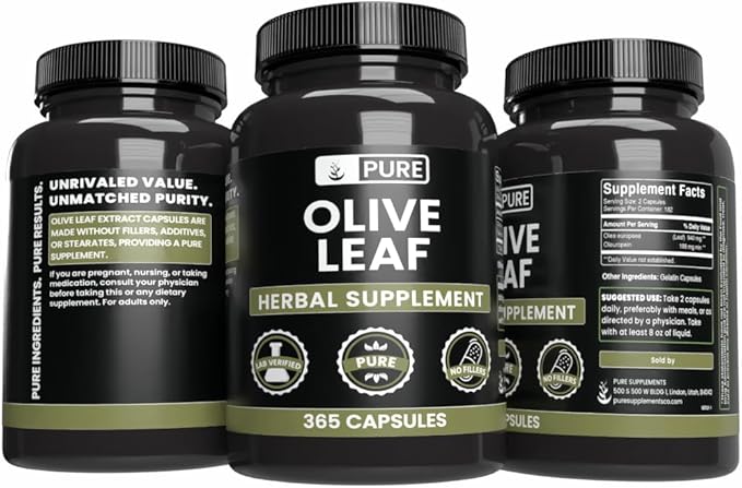 Pure Original Ingredients Olive Leaf (365 Capsules) No Magnesium Or Rice Fillers Always Pure Lab Verified