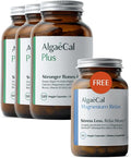 ALGAECAL Organic Red Algae Calcium Supplement for Bone Density &amp Strength Vitamin K2 MK7 Vitamin D3 Magnesium &amp Trace Minerals 120 Veggie Caps + Free Magnesium Relax™ (60 Caps)