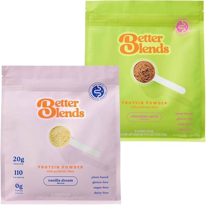 Gut-Friendly Protein Powder for Sensitive Stomachs Low FODMAP 20g Vegan Pea &amp Rice Protein with Prebiotic Fiber Dairy-Free Gluten-Free No Sugar Vanilla Dream and Chocolate Swirl