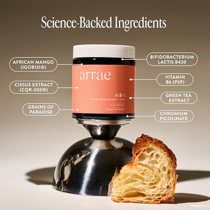 Arrae MB-1 Natural Dietary Supplement Control Appetite Increase Energy Support Healthy Metabolism 60 Capsules