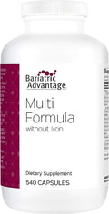 Bariatric Advantage Multi Formula Without Iron High Potency Daily Multivitamin for Bariatric Surgery Patients with 22 Essential Vitamins and Nutrients - 540 Capsules