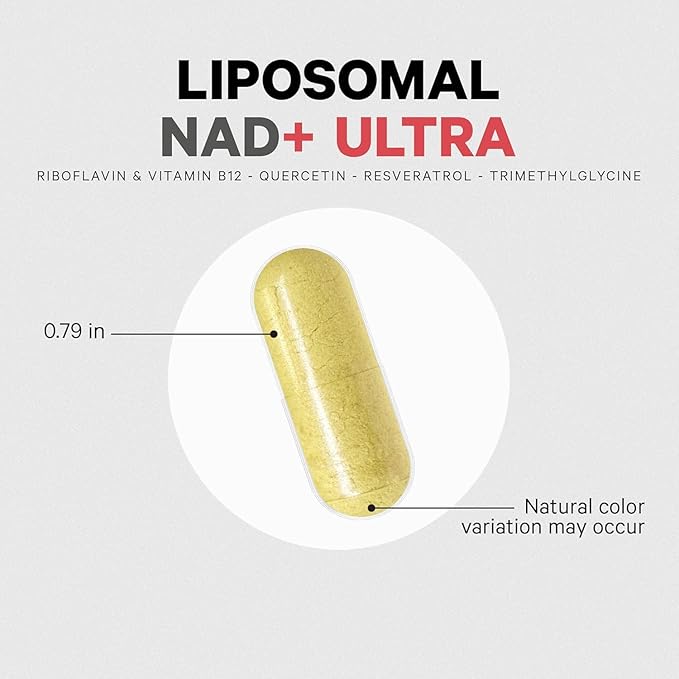 Codeage Liposomal NAD+ with Resveratrol &amp Vitamin B - NAD Plus Ultra for Energy &amp Healthy Aging Support - NAD Vitamin Supplement with Quercetin Betaine Riboflavin - Bioavailable - 90 Capsule