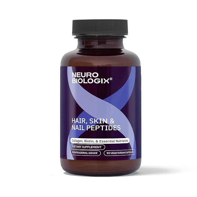 Neurobiologix Hair Skin &amp Nail Peptides Biotin &amp Collagen Peptide Supplement for Hair Skin Nail Support Amino Acid &amp Peptide Complex for Daily Beauty Wellness Gluten Free Vegetarian 9