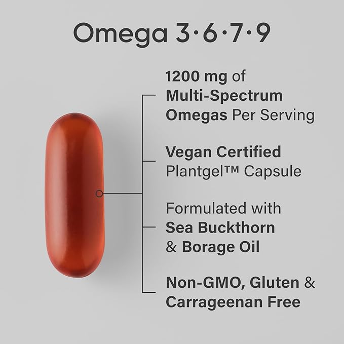 Sports Research® Vegan Supplements Pack - Vegan Omega 3-6-7-9 - 1200 mg of Multi-Spectrum Omega Fatty Acids + D3 + K2 + High Potency Vitamin C