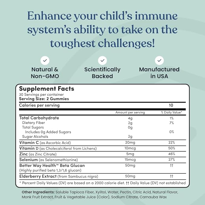 Immune Ready™ Kids Multivitamin Gummies – Mixed Berry Flavor – Sugar-Free Daily Kids Immune Support with Beta Glucan Elderberry Vitamin C D3 &amp Zinc – Vegan Non-GMO – 60 Gummies