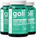 Goli Nutritional Supplement Pre+Post+Probiotics Gummy - 180 Count - World's First 3-in-1 Gluten-Free Vegan Non-GMO and Gelatin-Free.
