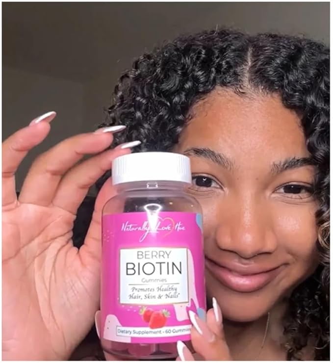 Naturally Love Hue Berry Biotin Gummies – Strawberry Biotin Hair Vitamin Gummies – Supports Longer Stronger Hair Glowing Skin &amp Strong Nails – Natural Cruelty‑Free Hair Growth Supplement