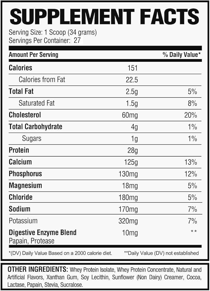 Whey Isolate Protein 2lbs - Chocolate Flavor - Supplement Dietary Fitness Edible Amino Muscle Optimum