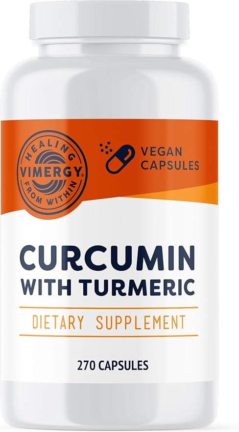 Vimergy Curcumin with Turmeric Capsules – Promotes Bone Health &amp Mobility* – Supports Memory &amp Brain Function* – Kosher Vegan &amp Gluten-Free – (270 ct.)