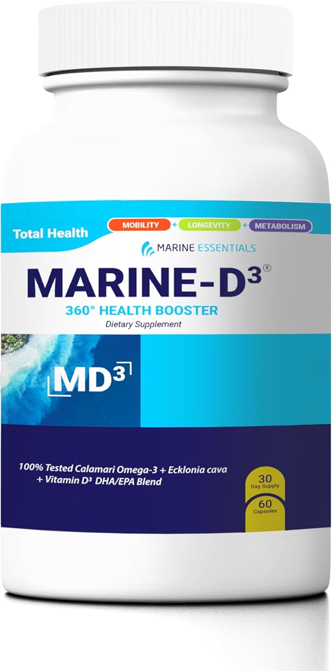 Marine D3 Omega 3 Calamari Ecklonia Cava DHA (4 Bottles - 240 Capsules)