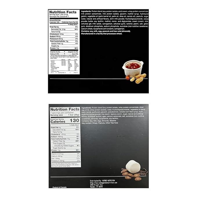 PROTIFIT - Low Calorie Caramel Nut &amp Remix Vanilla-Choco Protein Bar 2 Pack High Protein 15g Protein Low Carb Low Sugar Ideal Protein Compatible 7 Servings Per Box (2 Pack)