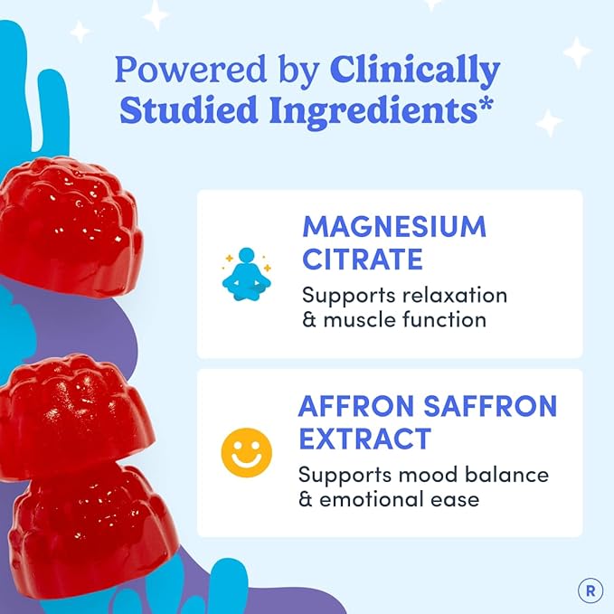 First Day Teens’ Nighttime Reset Calming Magnesium Gummies – Sleep Aid Supports Peaceful Rest Balanced Mood &amp Energy – Supplement with Magnesium Citrate Affron &amp No Melatonin – 30-Day Supply