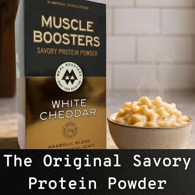 Muscle Boosters Savory Protein Powder | 22g Protein per Serving | Whey Isolate Beef Isolate Egg White | Cooking-Friendly Protein Supplement |Pack of 10 Single Servings