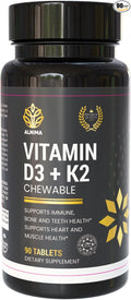 Halal Vitamin D3 + K2 Chewable – Bone &amp Immune Health Support with MK-7 for Heart &amp Muscle Wellness | 90 Tablets – Halal Certified Made in USA